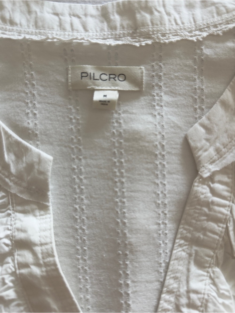 Women's Ivory Ruched Button-Front Top - Picture 4 of 9
